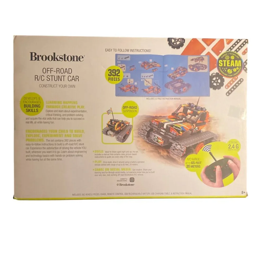 Brookstone Off-Road R/C Stunt‎ Car Construct Your Own 392 Pieces STEM Play Kit